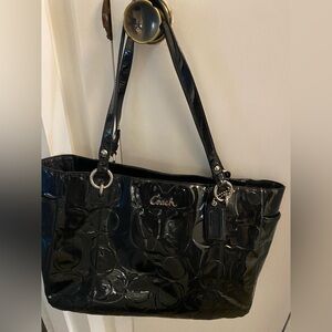 Coach Black Patent Logo Shoulder Bag